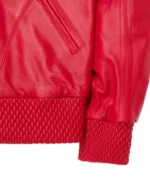 Pelle Pelle Basic Red Burnish Leather Jacket Cuff and Hemline Closeup - Jacket Boutique