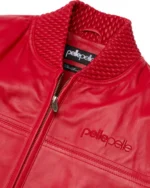 Pelle Pelle Basic Red Burnish Leather Jacket Front Closeup - Jacket Boutique