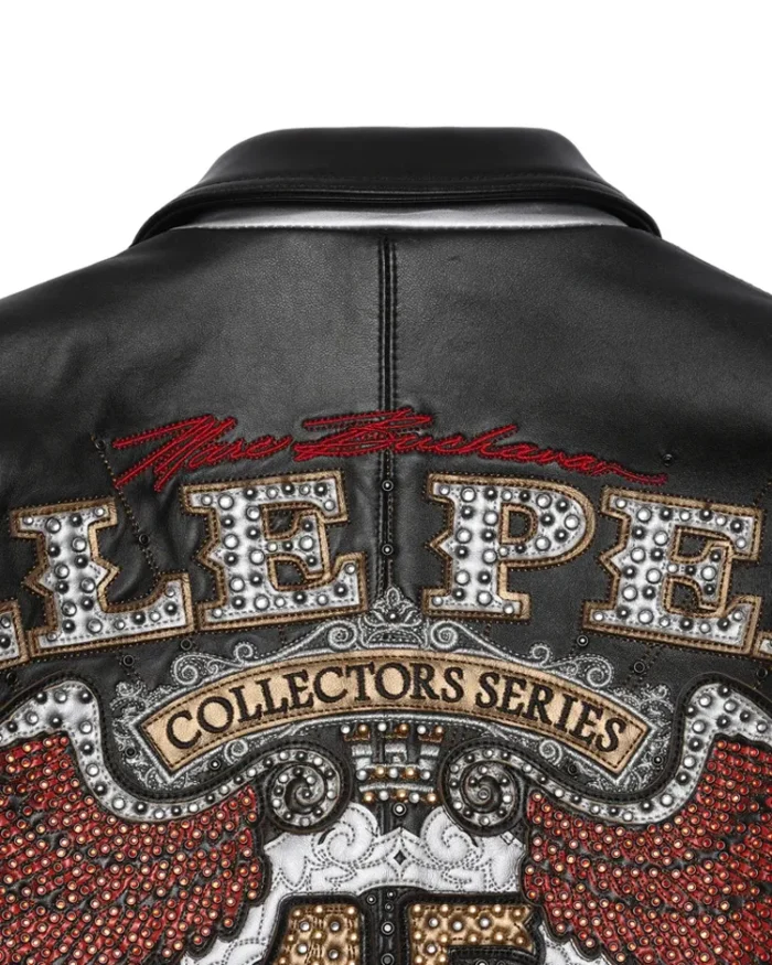 Pelle Pelle Black 45th Anniversary MB Collectors Series Jacket Back Closeup 2 - Jacket Boutique