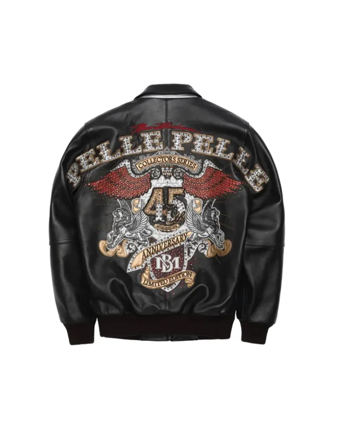 Pelle Pelle Black 45th Anniversary MB Collectors Series Jacket Back - Jacket Boutique