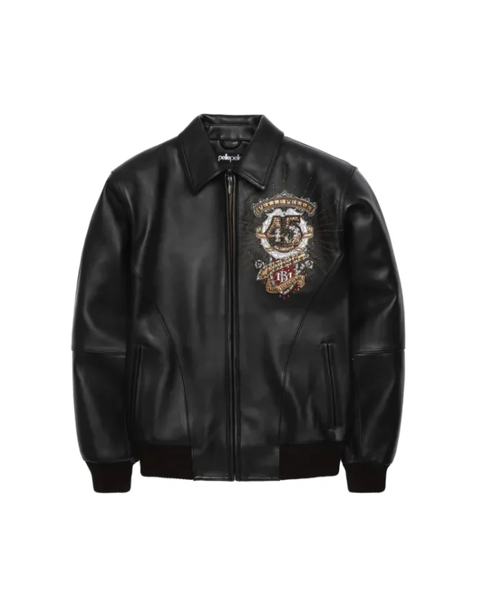 Pelle Pelle Black 45th Anniversary MB Collectors Series Jacket Front - Jacket Boutique