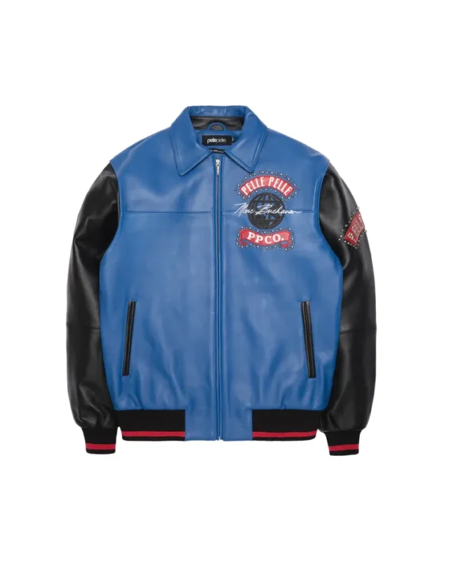 Pelle Pelle Black And Blue World Tour Jacket Front - Jacket Boutique