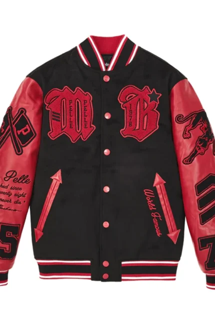 Pelle Pelle Black And Red Varsity Jacket