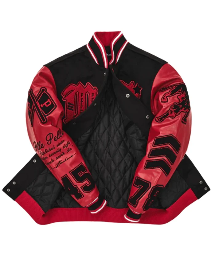 Pelle Pelle Black And Red Varsity Jacket Inner