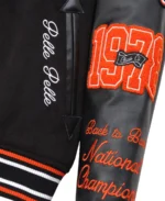 Pelle Pelle Black Varsity Jacket Sleeves