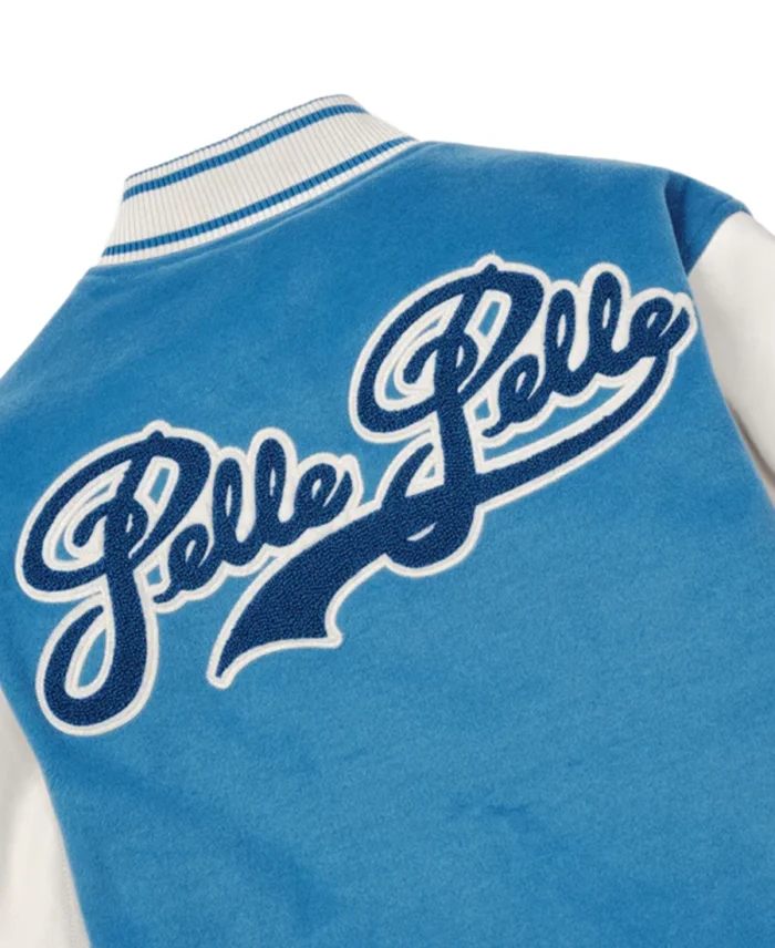 Pelle Pelle Blue Varsity Jacket Back Close Up