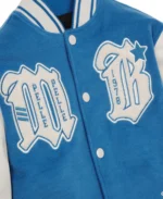 Pelle Pelle Blue Varsity Jacket Front Close Up