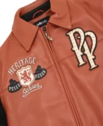 Pelle Pelle Heritage Brown Jacket Front Close Up - Jacket Boutique