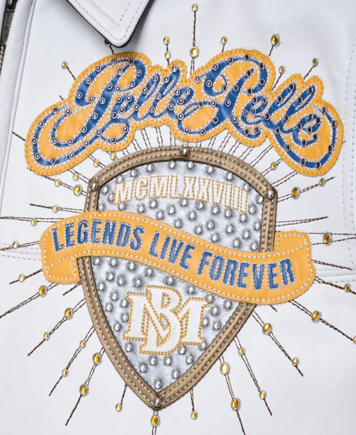 Pelle Pelle Legends Live Forever White Jacket Front Patch - Jacket Boutique