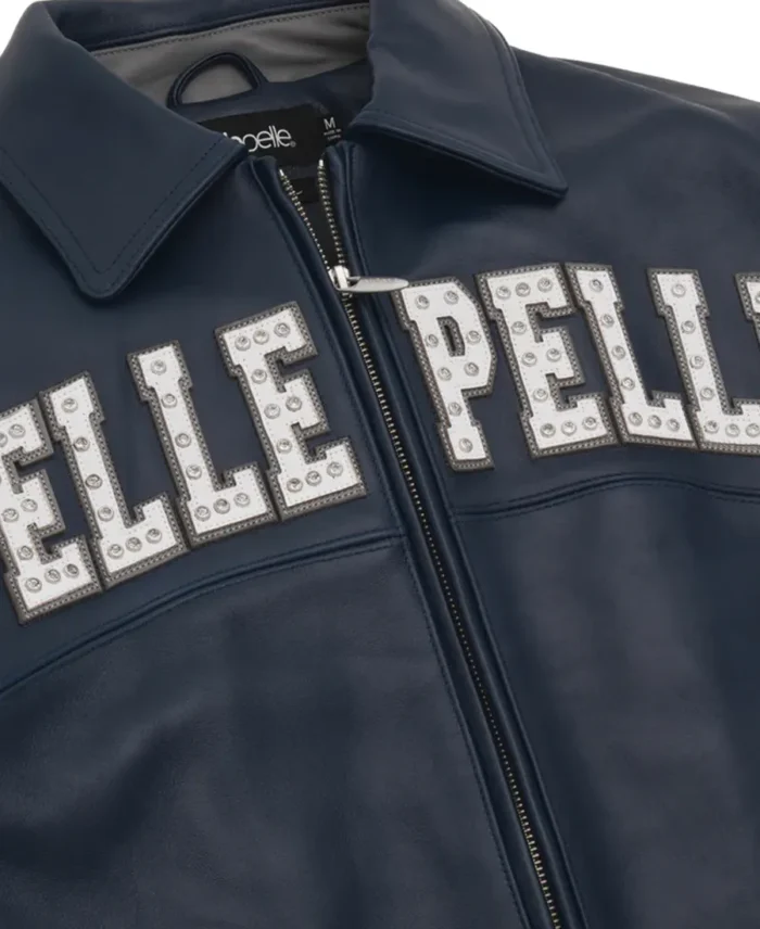 Pelle Pelle Navy and Gray Vintage Arches Jacket Front Closeup - Jacket Boutique