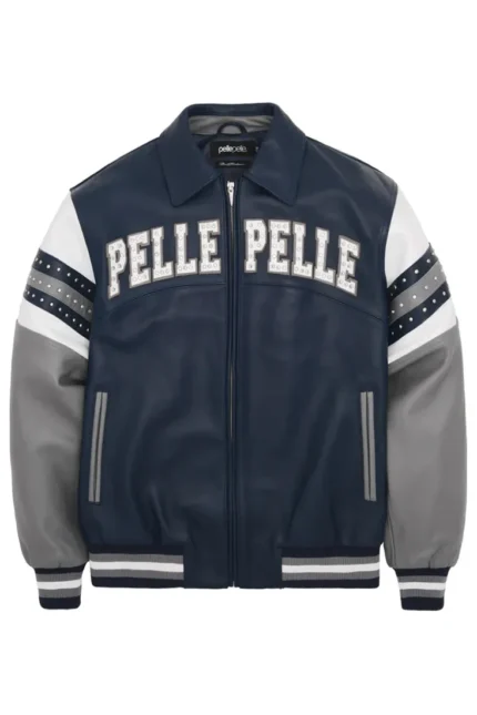 Pelle Pelle Navy and Gray Vintage Arches Jacket Front - Jacket Boutique