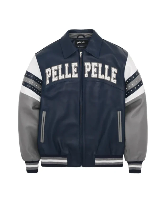 Pelle Pelle Navy and Gray Vintage Arches Jacket Front - Jacket Boutique