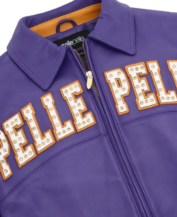 Pelle Pelle Purple Vintage Arches Jacket Front Closeup - Jacket Boutique