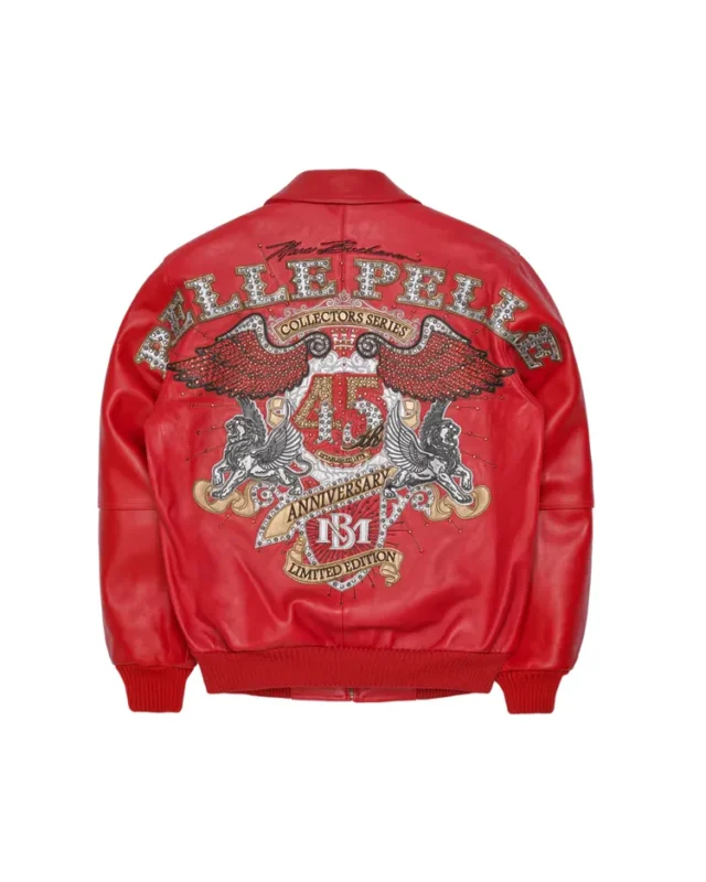 Pelle Pelle Red 45th Anniversary MB Collectors Series Jacket Back - Jacket Boutique