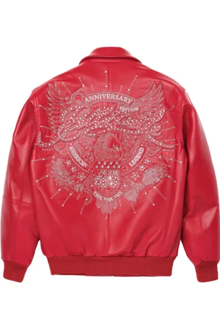 Pelle Pelle Red American Legend Plush Jacket back - Jacket Boutique