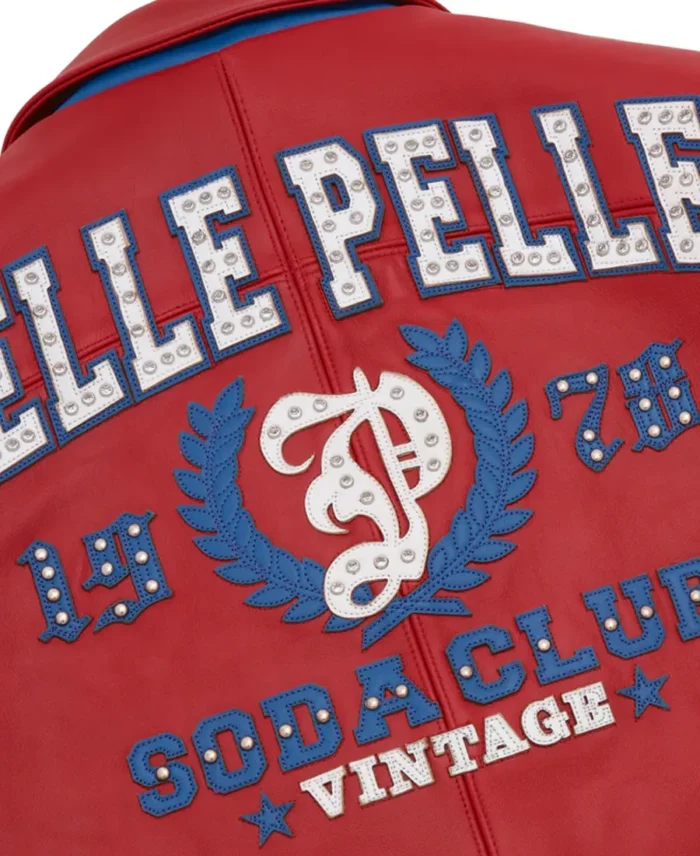 Pelle Pelle Red and Blue Vintage Arches Jacket Back Closeup - Jacket Boutique