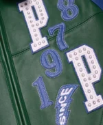 Pelle Pelle Soda Club Tiger Green Jacket Front Close Up - Jacket Boutique