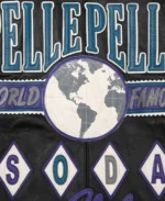 Pelle Pelle World Famous Soda Club 1978 Black and Blue Plush Jacket back closeup - Jacket Boutique