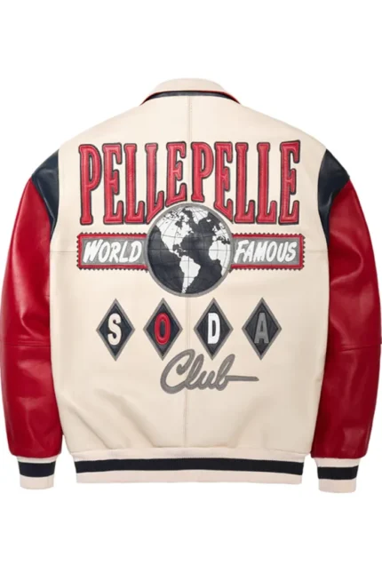 Pelle Pelle World Famous Soda Club 1978 White and Red Plush Jacket back - Jacket Boutique