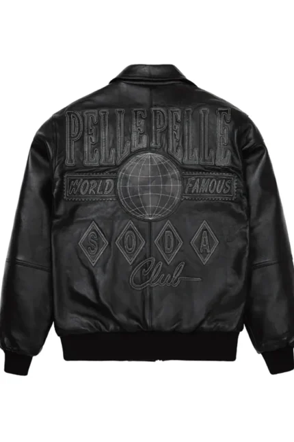 Pelle Pelle World Famous Soda Club Plush Black Jacket back - Jacket Boutique