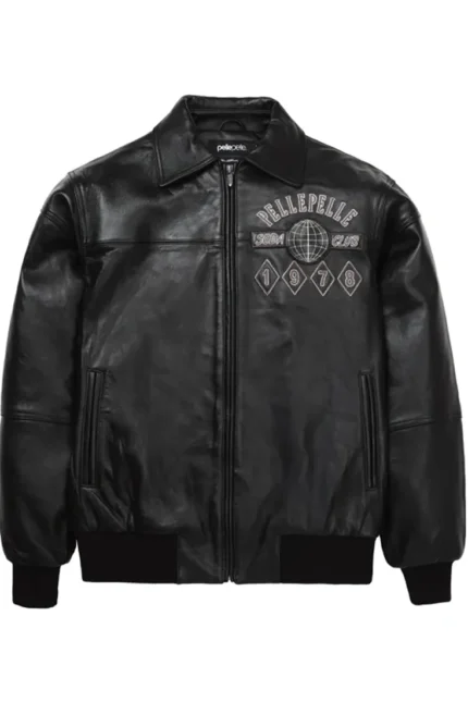 Pelle Pelle World Famous Soda Club Plush Black Jacket front - Jacket Boutique