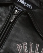 Pelle Pelle World Famous Soda Club Plush Black Jacket front closeup - Jacket Boutique