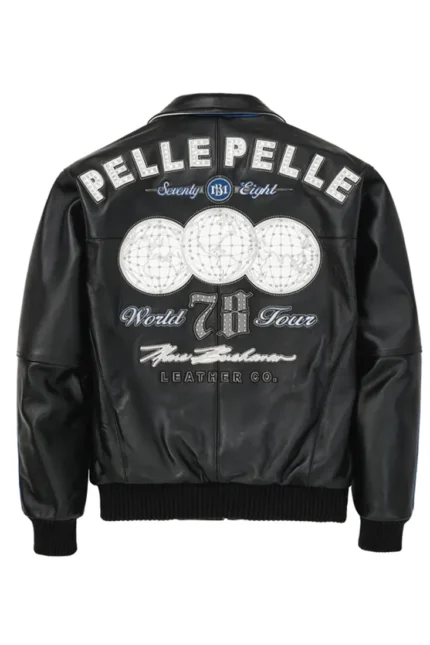 Pelle Pelle World Tour Blue Plush Jacket back - Jacket Boutique