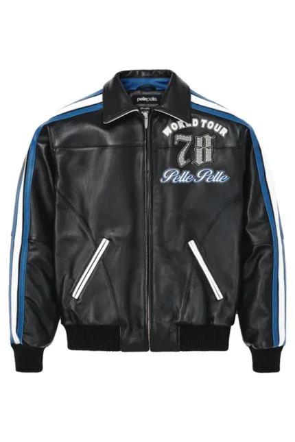 Pelle Pelle World Tour Blue Plush Jacket front - Jacket Boutique