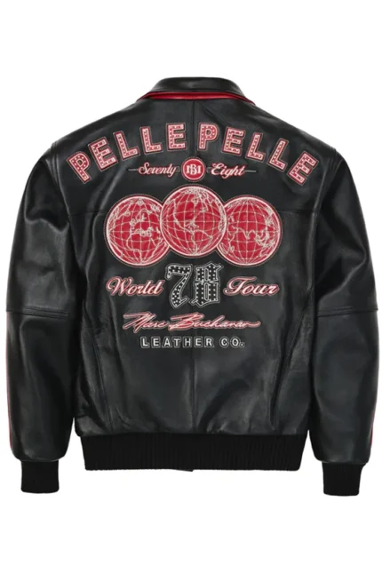 Pelle Pelle World Tour Red Plush Jacket back - Jacket Boutique