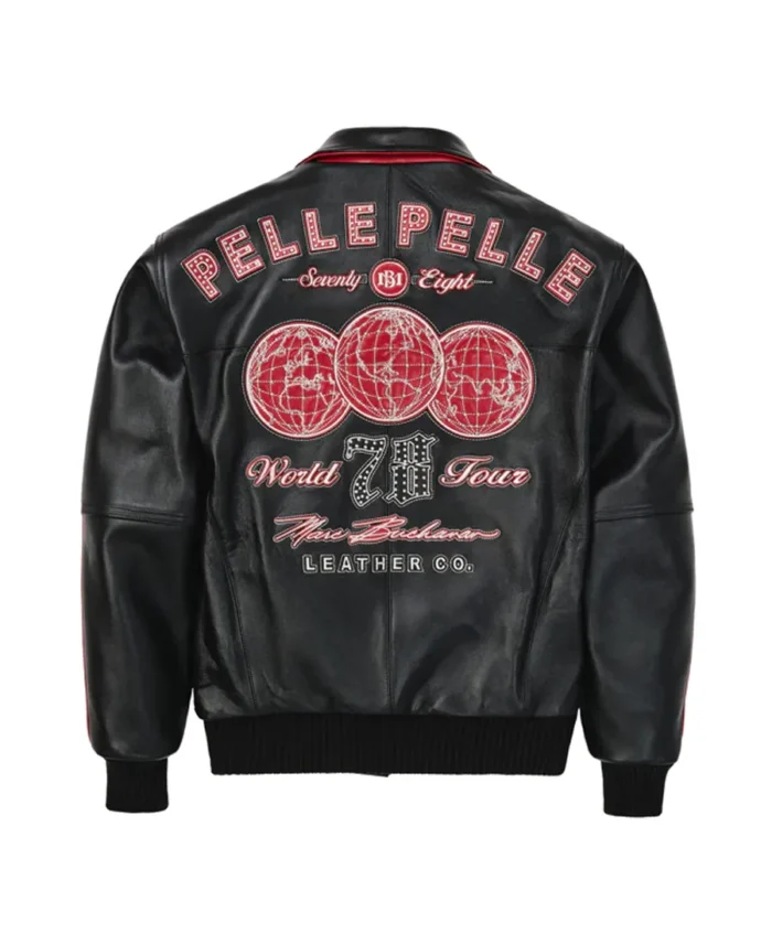 Pelle Pelle World Tour Red Plush Jacket back - Jacket Boutique