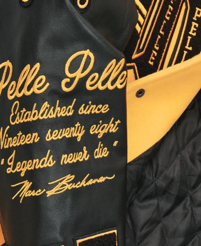 Pelle Pelle Yellow And Black Varsity Jacket Cuffs