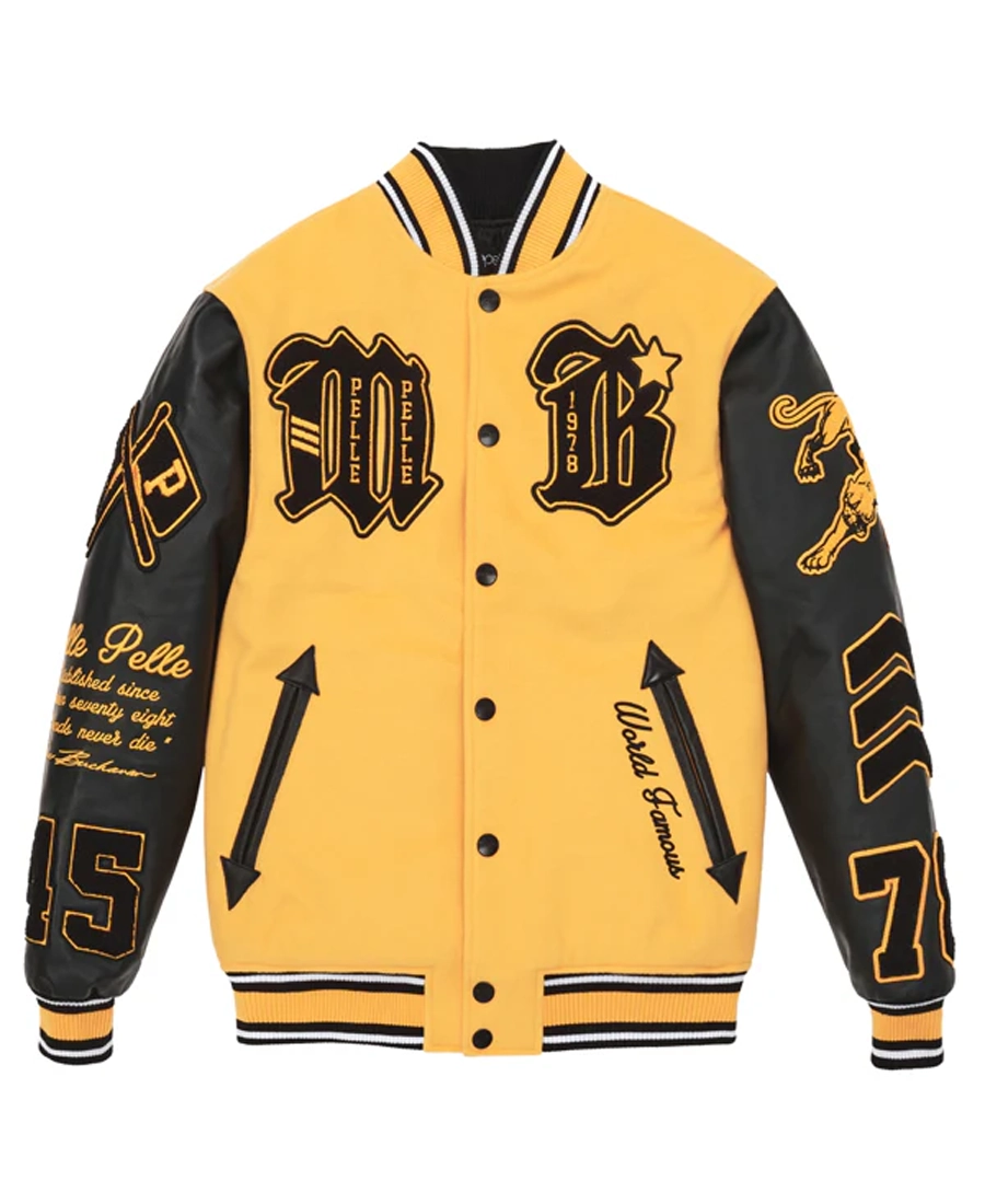 Pelle Pelle Yellow And Black Varsity Jacket