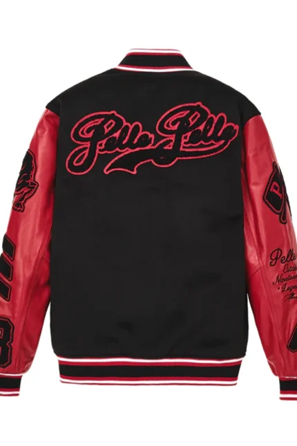 Shop Pelle Pelle Black And Red Varsity Jacket For Men And Women On Sale