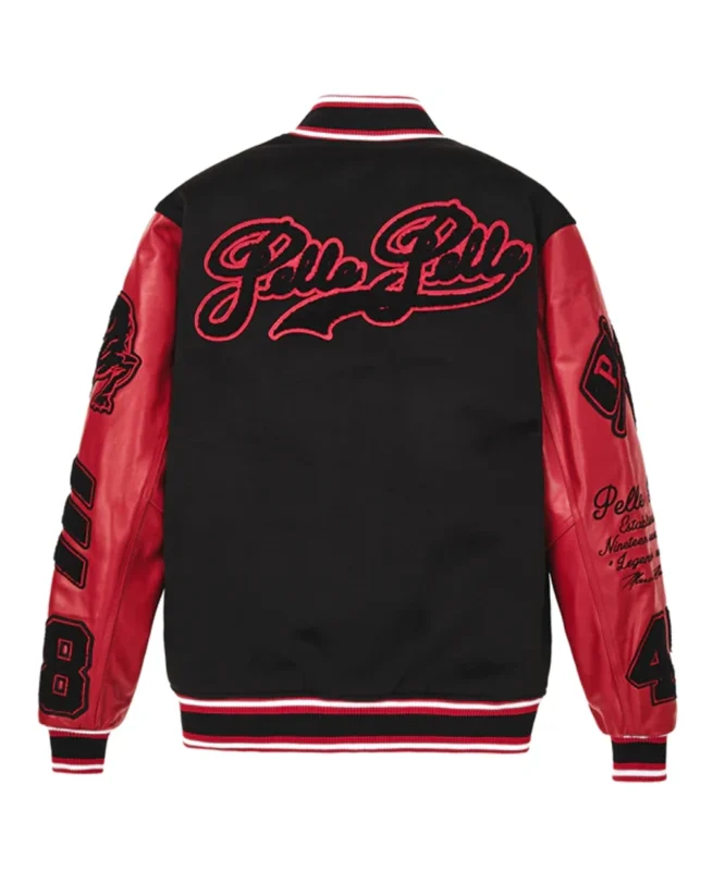 Shop Pelle Pelle Black And Red Varsity Jacket For Men And Women On Sale