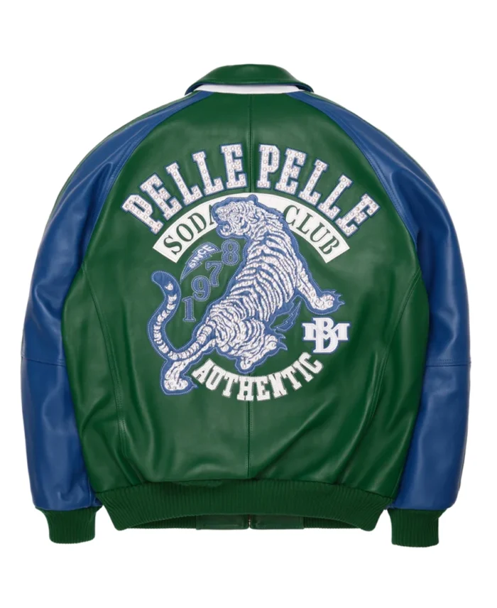 Shop Pelle Pelle Soda Club Tiger Green Jacket For Men And Women On Sale - Jacket Boutique