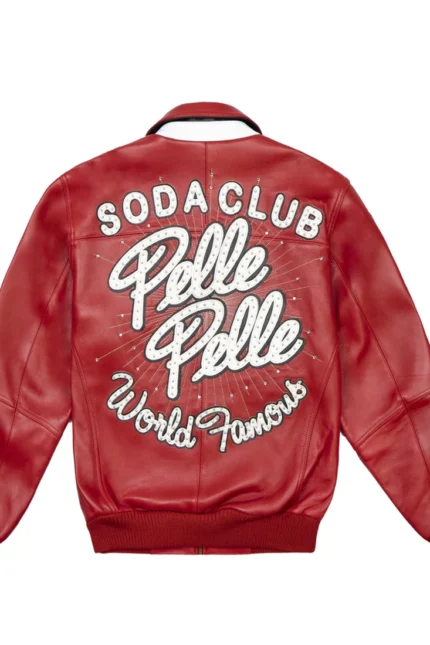 Shop Pelle Pelle World Famous Soda Club Red Jacket For Men And Women On Sale