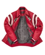 pelle pelle encrusted varsity plush red jacket inner