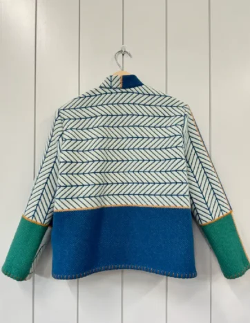 Lily Eve Blue House Blanket Jacket back - jacket boutique