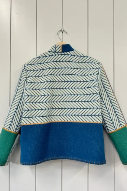 Lily Eve Blue House Blanket Jacket back - jacket boutique