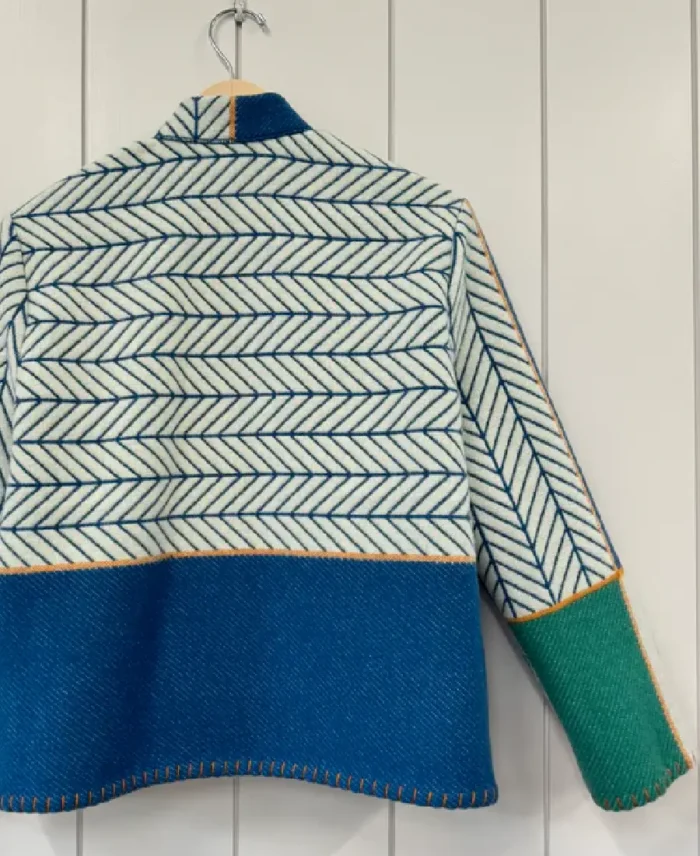 Lily Eve Blue House Blanket Jacket back view - jacket boutique