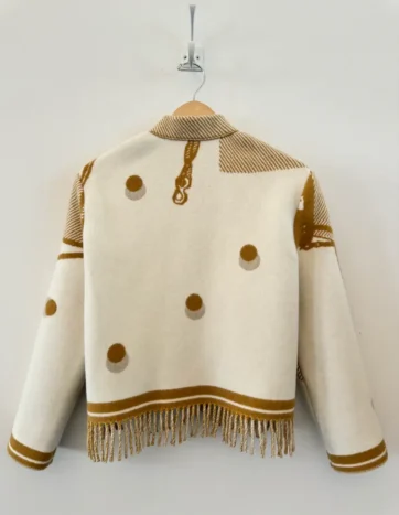 Lily Eve Brown Polka Dot Fringe Jacket Back - JB