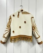 Lily Eve Creme Dot Fringe Jacket Closeup Back - JB