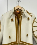 Lily Eve Creme Dot Fringe Jacket Closeup- JB