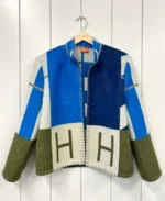 Lily Eve Dynamic Blue Hermes Blanket Jacket - jacket boutique