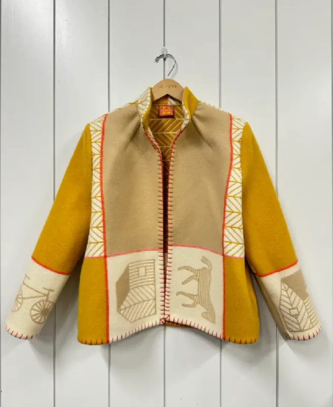 Lily Eve Yellow House Blanket Jacket - jacket boutique