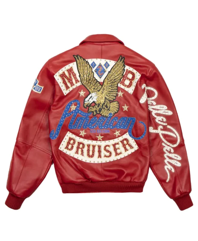 Pelle Pelle American Bruiser Red Plush Jacket Back - Jacket Boutique