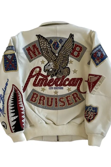 Pelle Pelle American Bruiser White Plush Jacket Back - Jacket Boutique