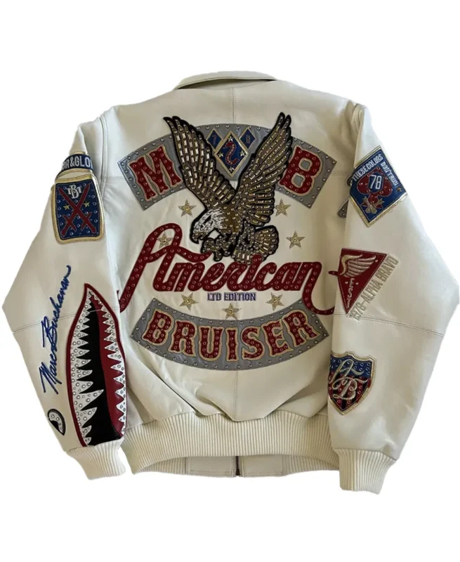 Pelle Pelle American Bruiser White Plush Jacket Back - Jacket Boutique