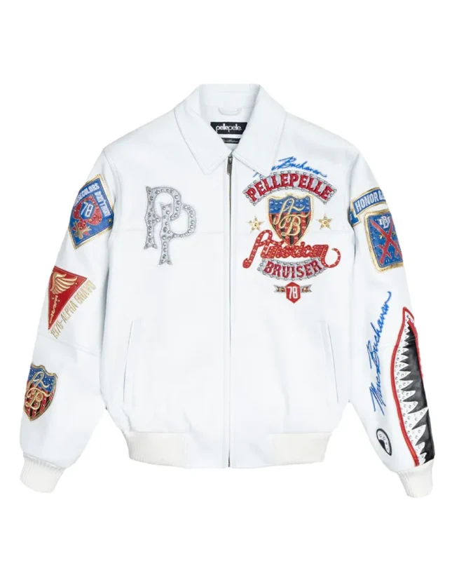 Pelle Pelle American Bruiser White Plush Jacket Front - Jacket Boutique