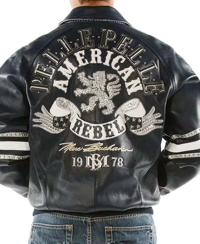 Pelle Pelle American Rebel Navy Blue Studded Jacket - Jacket Boutique